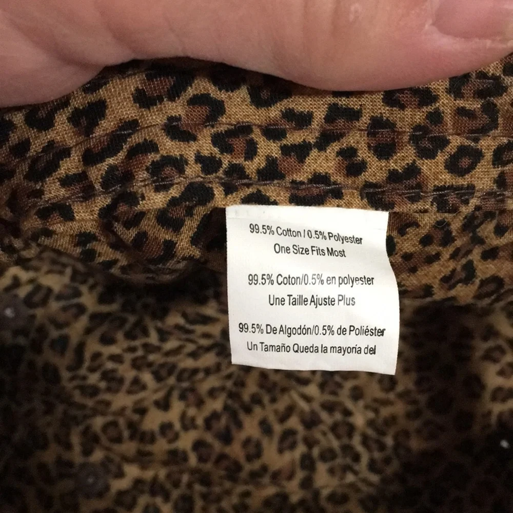 Patchwork teal brown cream adjustable back floral animal print ballcap